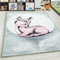 HomebyHome Kurzflor Kinderteppich für Jungen und Mädchen Rehkitz Design 160 cm Rund Rosa - Waschbarer Teppich Extra Weich und Antiallergen - Teppich für Kinderzimmer, Babyzimmer und Spielzimmer