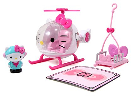 Dickie Toys 253243000 Hello Kitty Helicopter, Hubschrauber, Frontscheibe zum Öffnen, abnehmbare Trage, Figur, die im Cockpit Platz nimmt, 17,5 cm, ab 3 Jahren, Weiß, one Size