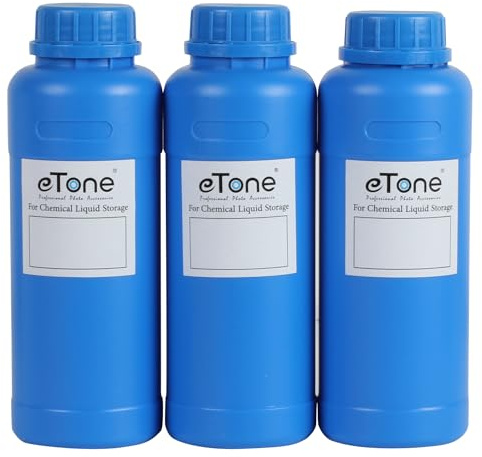 eTone 3X 500ml Darkroom Chemical Storage Bottles with Caps Film Photo Developing Processing Equipment (blue)