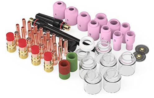 YESWELDER 71PCS TIG Welding Torch Stubby Gas Lens #12 Pyrex Glass Cup Kit For WP-17/18/26