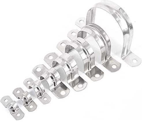 JOEEYKO 50PCS 50mm/1.97 Pipe Strap Clamp 304 Stainless Steel Saddle Clip U Shaped Pipe Clips Hose Clamp