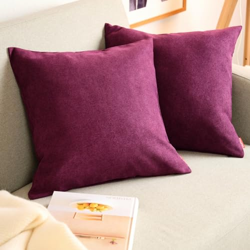 Blumtal Housse de Coussin 60x60 cm canape - Lot de 2 - Housse Coussin 60x60 cm en Chenille Douce avec Fermeture éclaire cachée - Protection décorative certifiée Oeko-Tex - Lavage Facile - en Violet