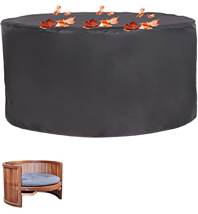 BAILR Gartenmöbel Abdeckung Rund 130×71cm, Schutzhülle für Gartentisch Wasserdicht, 420D Oxford-Gewebe Abdeckhaube, Winddicht Abdeckplane mit Zugkordel, Möbelsets für Tisch und Stühle