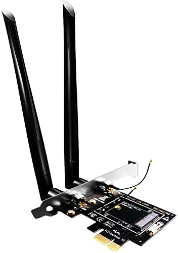 GLOTRENDS WA01 M.2 E Key to PCIe X1 WiFi Bluetooth Adapter für M.2 WiFi 4/5/6/6e/7/Coral TPU Modul, mit 6-dBi SMA Antennen Kits