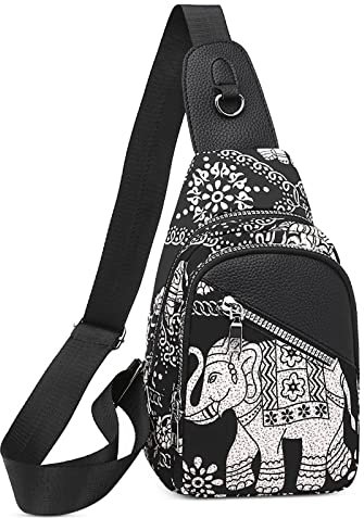 VARLIVOO Mode Damen Sling Bag Klein Crossbody Bag Nettes Muster Frauen Schultertasche Umhängetaschen Sporttasche Hiking Reisen Sling Rucksack Wasserdicht Polyester Grau