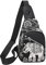 VARLIVOO Mode Damen Sling Bag Klein Crossbody Bag Nettes Muster Frauen Schultertasche Umhängetaschen Sporttasche Hiking Reisen Sling Rucksack Wasserdicht Polyester Grau