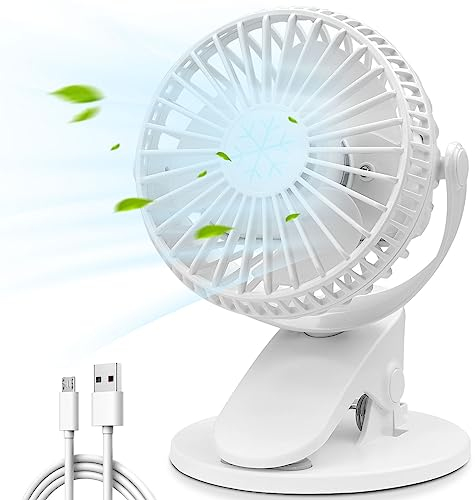 COZII Mini Clip on Fan, USB Desk Fan Rechargeable, 3 Speeds 720° Rotatable Portable Cooling Fan, Desktop Small Fan Silent for Office, Bedroom, Stroller