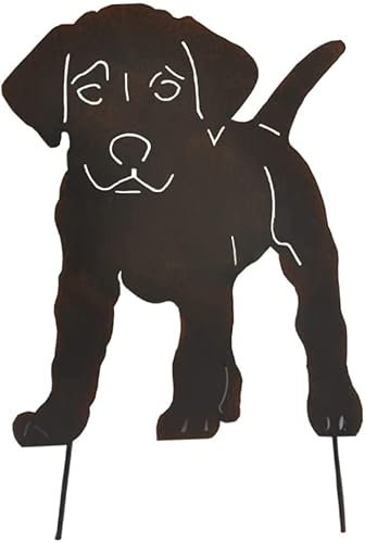 MERAXI Ornements de piquets de Jardin, Accessoires de Jardin, décoration d'animaux de pelouse enfichable en Fer forgé Chien de Jardin rétro pour Serre intérieure extérieure