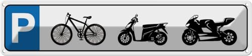 vianmo Blechschild 10x46 cm Parkplatz Fahrrad Mofa Motorrad Parkplatzschild Deko Geschenk Metall Schild