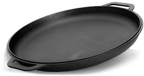 4BIG.fun Sartén con tapa de 40 cm de diámetro de hierro fundido, tapa universal, sartén para servir, inducción de hierro fundido, sartén para parrilla de gas, horno, hoguera y todo tipo de fuegos