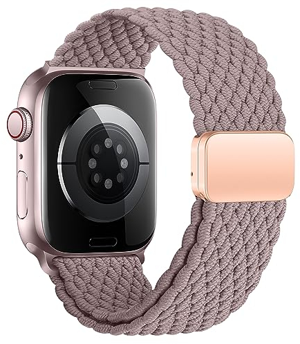 Geflochten Armband Kompatibel mit Apple Watch Armband 44mm 45mm 46mm 49mm 42mm für Damen Herren, Elastisch Nylon Armbänder mit Magnetisch für iWatch Ultra 2 SE Series 10 9 8 7 6 5 4 3 2 1