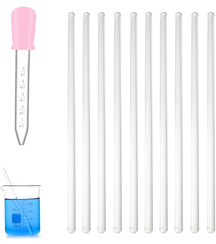 Agitateurs en Verre,Verre Remuer Réutilisables,Baguettes d’Agitation,Baguettes en Verre pour Laboratoire Scolaire,pour chimie scientifique laboratoire boissons chaudes et froides (10pc-15cm)