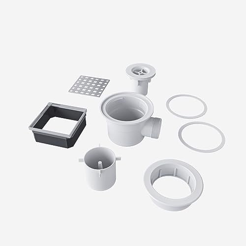 Piletta Sifone Adattabile a Aica Piatto Doccia Pannello da Piastrellare con Diametro 90 mm Scarico Griglia Quadrata 95x95 mm
