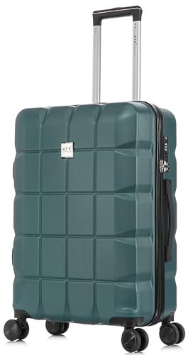 ATX Luggage Medium Suitcase on 4 Dual Spinner Wheels Super Lightweight ABS Hard Shell Hold Check in with Built-in TSA Lock (Forest Green, 65Liter)
