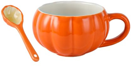 awakentti Tasse à café en céramique en forme de citrouille, amusante et festive, style dessin animé, tasse à café d'automne pour la maison et le bureau (D)