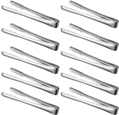 10 Stück zuckerzange Set,15cm Multifunktions Eiszange,Servierzange,Candybar zangen für Backen,Grillen,Geburtstagsfeier Silber