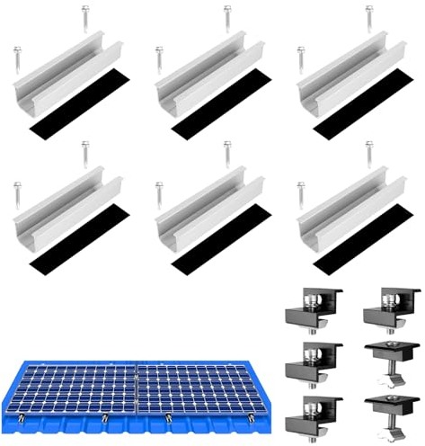 bssmmai Kit de support de panneau solaire de 12 cm et accessoires, noir anodisé, réglable de 30 à 35 mm, pour panneaux solaires, tôle à rapez, toit plat, kit de fixation PV