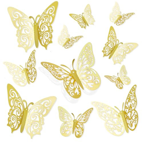 24PCS 3D Butterfly Stickers, Decorations for Wall, Window, Birthday - Wallpaper and Decals for Home Decor