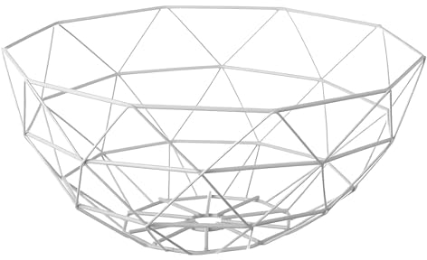 Frutero de Cesta Geométrico de Metal Blanco para Cocina de Ø 35x15 cm (35 cm)
