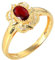 Daesar Eheringe 750er Gold, Ring Damen mit 0.5ct Oval Kreierter Rubin Blume Ring Gr.65, Eheringe mit Diamant Nickelfrei Gold