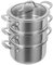 Kuhn Rikon Allround Stainless Steel Stackable 3-Tier 3.1L Casserole Steamer Set. 20cm Food Steamer with Vented Glass Lid. Induction and Oven Safe Cooking Steamer. Dishwasher Safe. Lifetime Guarantee
