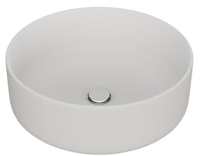 LEMONBATH - Lavabo Sobre Encimera Redondo Blanco Mate - Medidas 35 x 35 x 12 cm - Lavabo para colocar Sobre Encimera de Muebles de Baño - Lavabo de Ceramica - Lavabo para Grifo Lavabo Alto