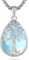 EUDORA Harmony Ball Collana con Albero della Vita da Donna, Collana con Ciondolo Albero della Vita in Argento Sterling 925 con Pietra di Luna, Regalo per la Festa della Mamma per Mamma Moglie, 22