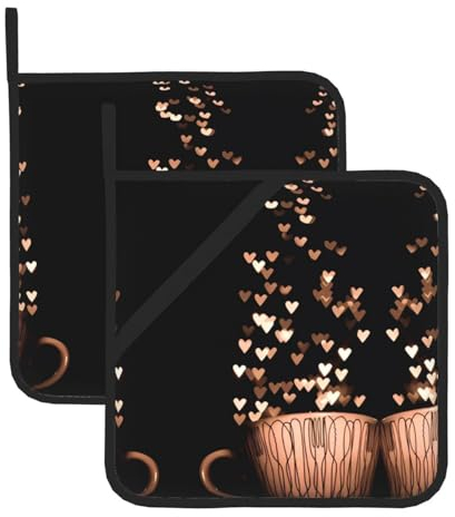 Presine a forma di cuore per barbecue, presine resistenti al calore, cuscinetti caldi, cottura al forno (confezione da 2)