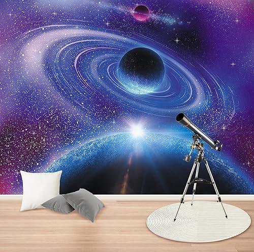 MWSSEGGE Vliestapete, Galaxis, Universum, 3D, Trompe l'oeil, Wandbild, Riesenposter, Dekoration für Kinder, Schlafzimmer, Jungen, Mädchen, Jugendliche (300 x 210 cm)