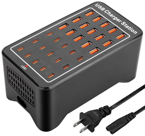 USB C Charger Block, 150W(30A) 30 Port (15 USB A & 15 USB C Port) Multiple USB Charging Station, Desktop USB Wall Charger Compatible with iPhone, iPad, Tablets, Smartphones