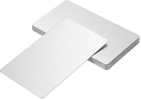 QUARKZMAN 10Stk Leer Metall Visitenkarten 85 x 50 x 0.5mm Edelstahl Blatt Namenskarte für Laser Gravur Heimwerker Karten Silber