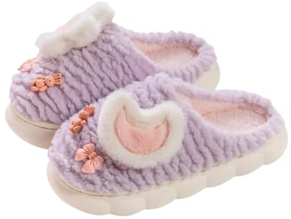 Thigies Pantofole soffici da donna, in memory foam, leggere, antiscivolo, adatte per interni ed esterni, Viola, 37/38 EU