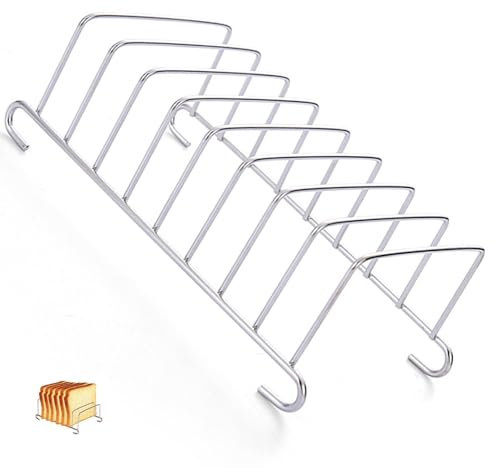 IUSOT Toast Rack, Toast Cooling Rack, Toast Bread Rack Holder, Stainless Steel Plated 8 Slice Toast Rack, Toast Rack for Air Fryer, Air Fryer Accessories, 15.5x8.5cm