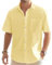 VDDTAGAM Chemise Été Homme Manches Longues/Courtes en Lin Sans Repassage - Blanche/Jaune (XL)