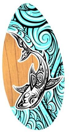 kowaku Skimboard Kleines Surfbrett Skimboarding Surfbrett Holz Skim Board für Männer Frauen Universal Teenager Anfänger Erwachsene, Sprühhai