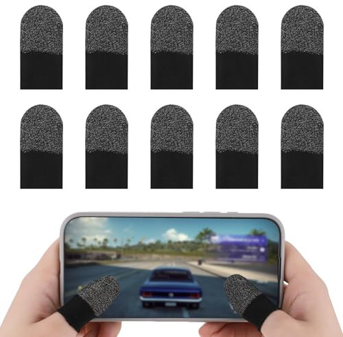 10pcs Gaming Finger Gloves Sleeves Touch Screen Mobile Game Glove Finger Sleeves Compatible with All Touchscreen Devices Thin Thumb Protector Compatible with All Touchscreen Devices Anti Sweat