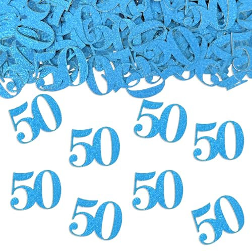 GoldRock Konfetti 50. Geburtstag Deko Blau 2,6×3,3cm, 100 Stück Streudeko, Glitzer Tischdeko für Frau Mann, Hochzeit Dekoration, 50er Jubiläum