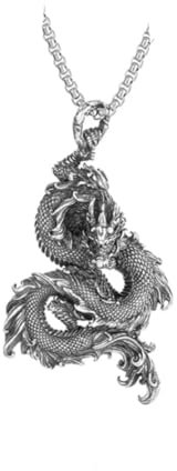 BISONBLUE Halsketten Anhänger Herren Schmuck Damen Kette Männer Frauen Retro-Halskette mit Drachen-Anhänger im chinesischen Stil für Männer und Frauen, Hip-Hop-Punk-Stil, Geschenk, silberfa