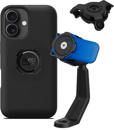 Quad Lock Motorrad-Spiegelvorbau-Handyhalterungs-Set mit Vibrationsdämpfer und iPhone 16 MAG Hülle