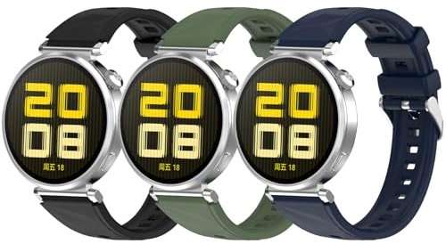 Xisair 3 Silikonarmbänder Kompatibel mit Huawei Watch GT 6 41mm, GT 5 41 mm, GT4 41mm, GT5 Pro 42 mm Armbänder, Sport Wasserdichtes Atmungsaktives Armband für 18 mm Smartwatch