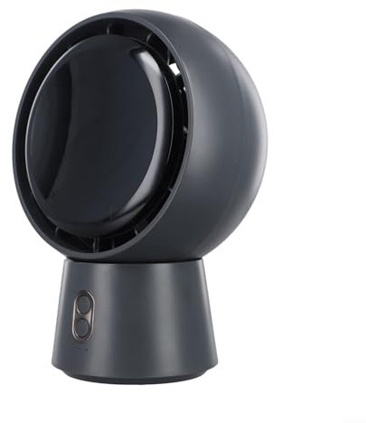 Ventilador eléctrico de velocidad del viento ajustable, diseño sin aspas, tamaño de escritorio con pantalla digital (gris)