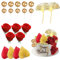BXYIIGRU 22 Stück Red Rose Tortendeko Blumen Golden Tortendeko Valentinstag Cupcake Topper für Hochzeit Geburtstag Verlobung Valentinstag Muttertag