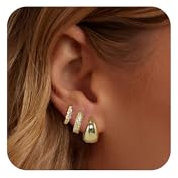 VIROMY Kleine Gold Hoop Ohrringe Set für Frauen, Chunky Gold Hoop Ohrringe Tiny Lightweight CZ Trendy Modeschmuck