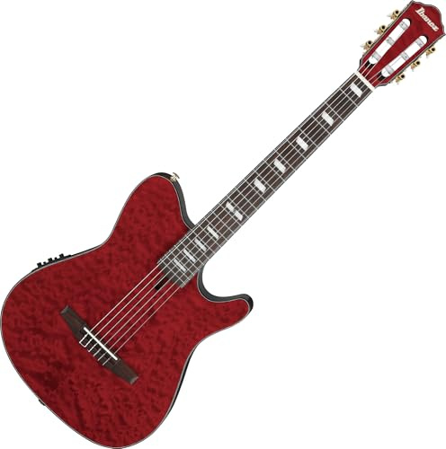 Ibanez FRH20 Thinline Akustik-E-Gitarre mit Nylonsaiten, Weinrot, Sweetwater Exclusive