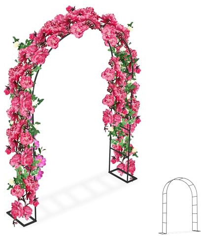 YRHome Rosenbogen aus Metall stabil Gartenbogen 192 x 38 x 240 cm Rosenbögen Rosengestell Pflanzenständer für Rosen und Kletterpflanzen Rankhilfe für Garten Dekoration Hochzeitsdekoration Schwarz