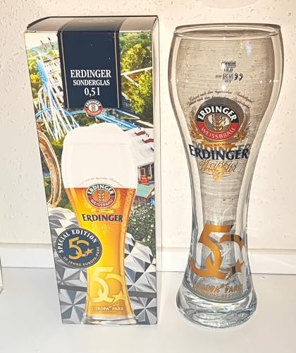 & AngiesStrickZauber Sold: Erdinger / White Beer Glass / 1 x 0.5 Litre / with Cardboard / Special Edition / 50 Years Europa Park