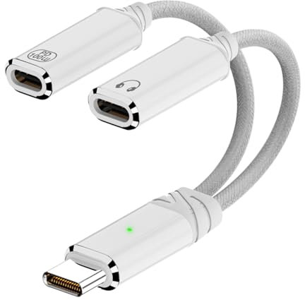 IVIVTOR USB-C Cargador Auriculares Divisor - Adaptador en Y 2 en 1 con Carga Rápida de 100W y Audio para Teléfonos y Dispositivos Tipo C
