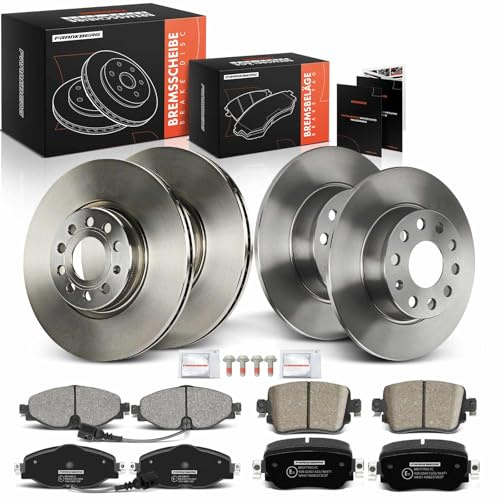 Frankberg Bremsensatz inkl. 4x Bremsscheiben + 8x Bremsbeläge Vorne Hinten | Kompatibel mit Octavi.a III Combi 5E5 5E6 Leon 5F1 Leon ST 5F8 Replace# JZW615301H, 5C0615301B
