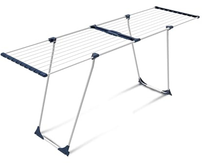 CasaSi® EasyFlex – Ausziebarer Wäscheständer 20m – ausziehbar & platzsparend – Wäscheständer Schwarz aus legiertem Stahl für Kleidung und Handtücher