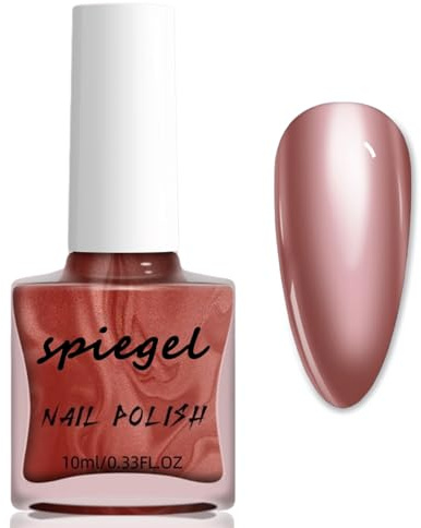 Roségold Chrome Nagellack - Spiegelnagellack Metallic Nagellack - Schnelltrocknend Chrom Nagelack - Glänzende Langlebig & Chip Resistant Nail Polish ohne UV Lampe für Frauen(Rose Gold, 10ml)